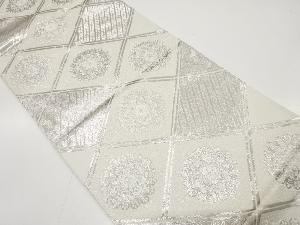 斜め格子に華紋模様織り出し　袋帯